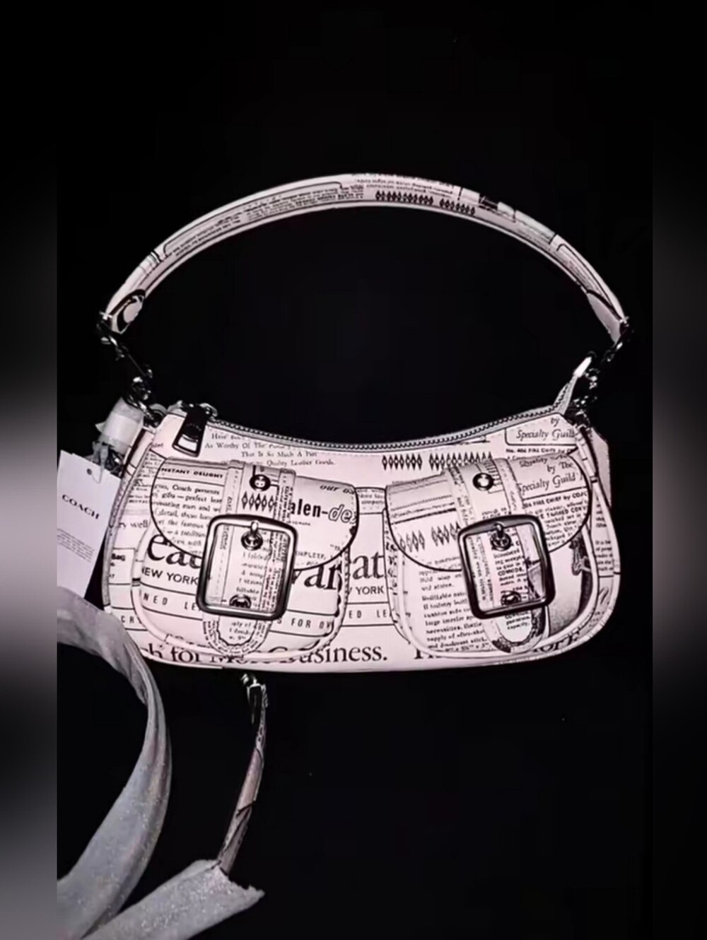 Coach Ashton Newspaper Print Shoulder & Crossbody Purse